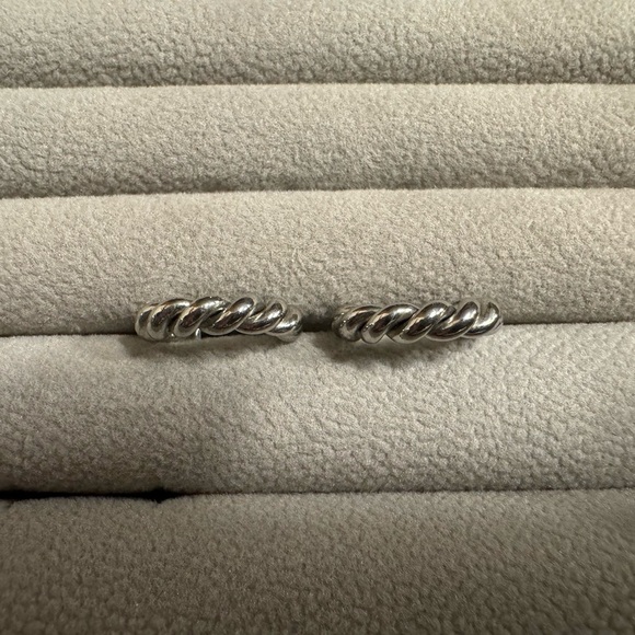 Silver Twisted Hoop Earrings - Picture 1 of 2